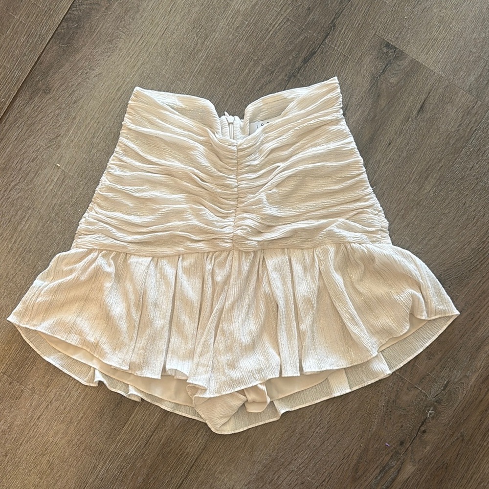 IRO Cream Bubble Mini Skirt with Ruched Ruffles